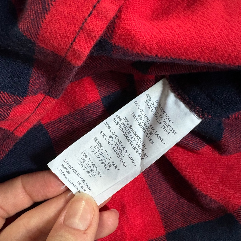 JCrew 2015 Holiday Buffalo Plaid Shirt with Zipper Closure - Picture 4 of 4
